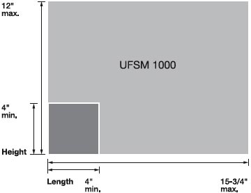 This graphic shows the physical standards for Automated Flat Processing on a FSM 1000 Flat Sorter as described in the text.
